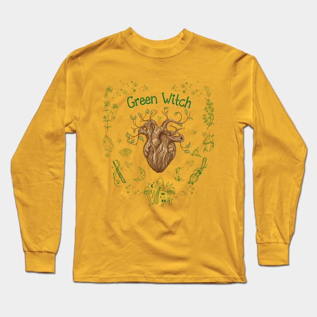 A Green Witch at Heart Long Sleeve T-Shirt by The Fat Feminist Witch 